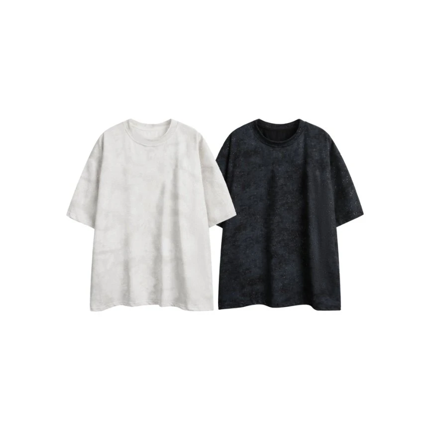 美式扎染满天星宽松复古T恤男士夏季新款情侣百搭短袖潮-8838