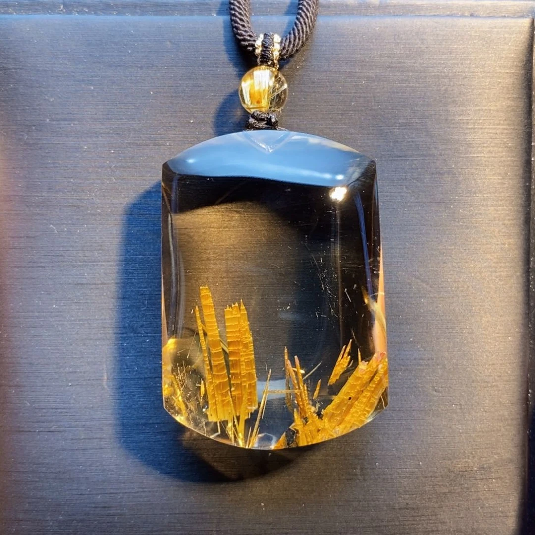 发晶颈饰未镶嵌天然水晶钛晶无事牌吊坠