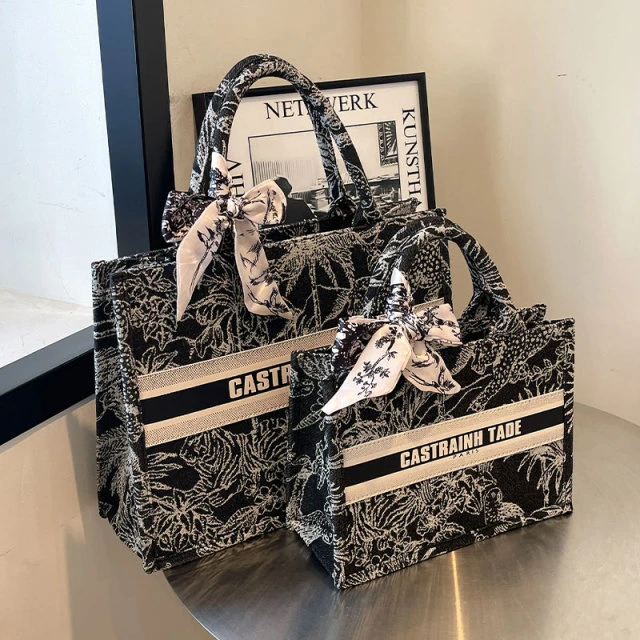 高级感手提刺绣通勤包包女2025新款潮时尚韩国托特包大容量单肩包