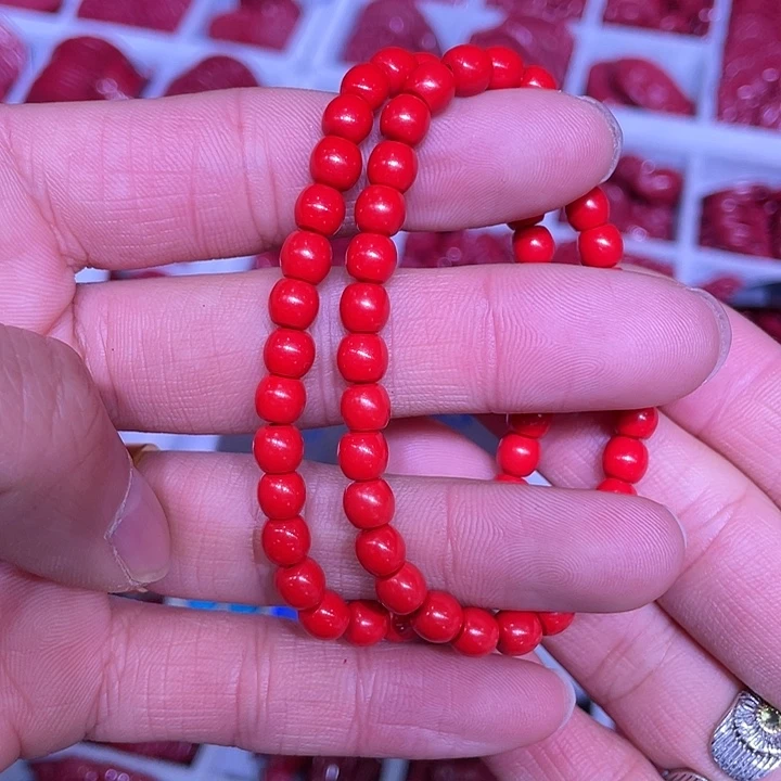 天然辰砂红砂6毫米桶珠2圈送2颗