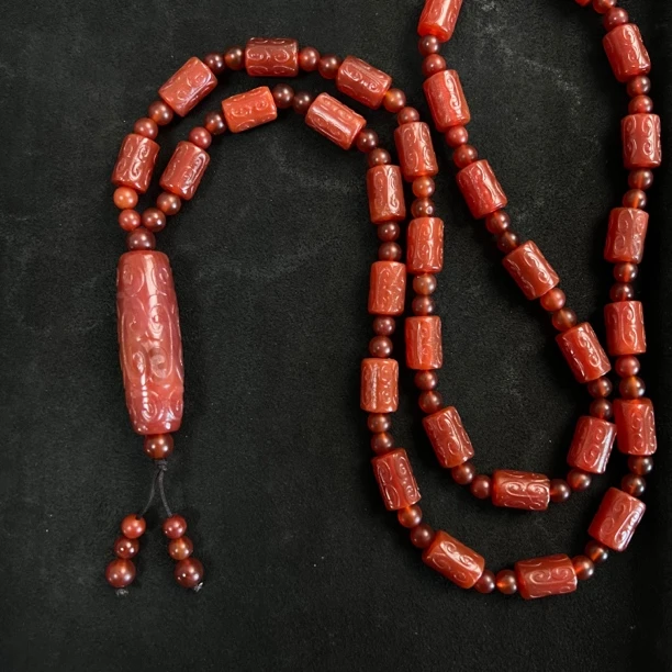 德吉藏*朱红回纹项链*颜色图案多样性发一件