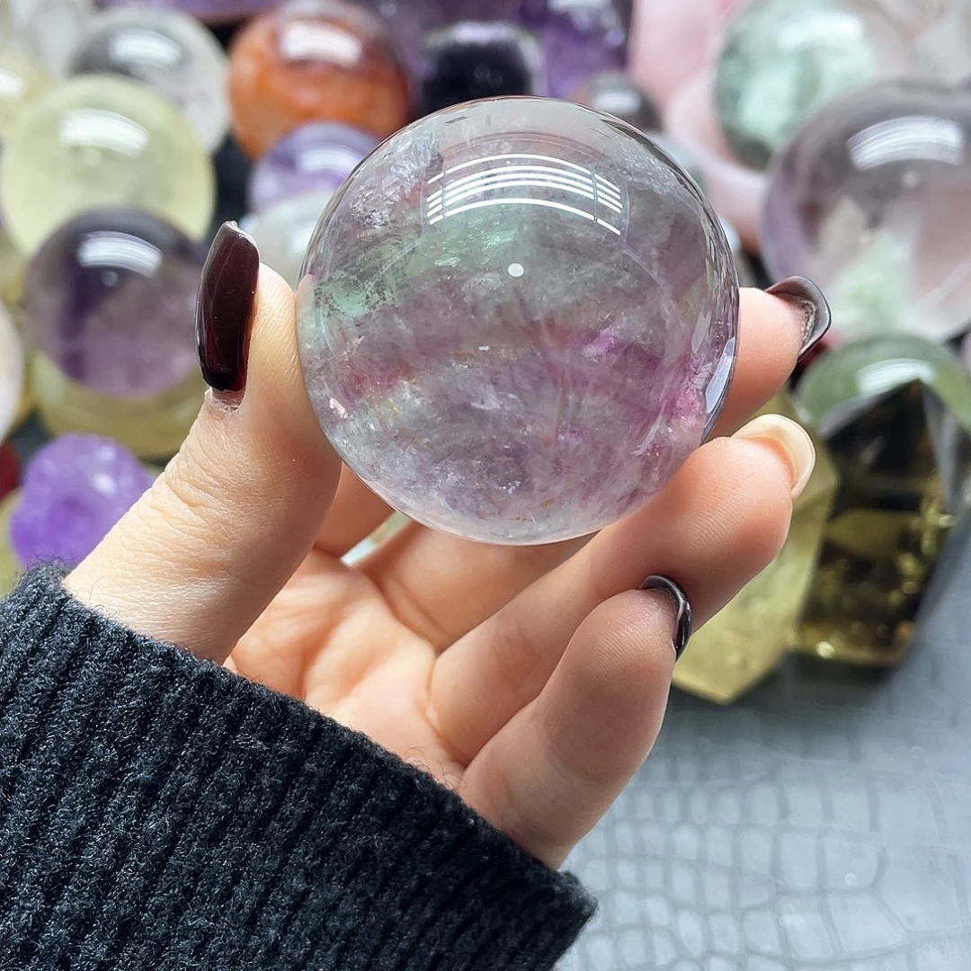 珠宝半成品未镶嵌紫晶26莹石球45mm