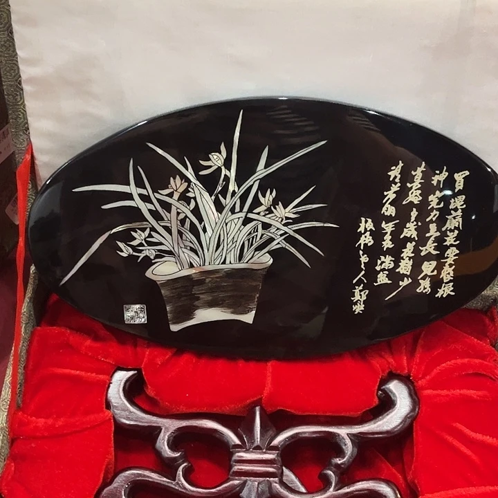 扬州漆器兰花台屏