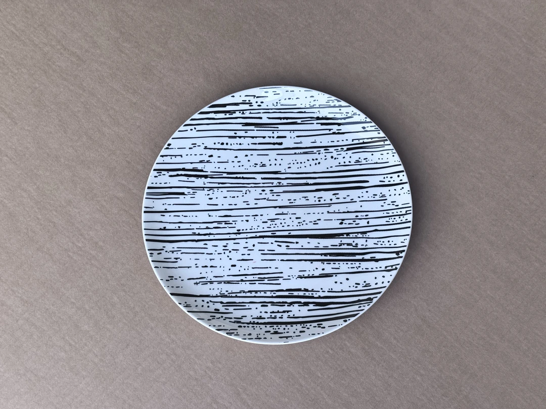 【出口款】“黑竖纹”系列陶瓷餐具 1380度高温釉下彩 平盘盘子碟子