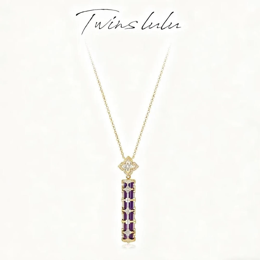 TWINS LULU 镀K金 【花筒】高级感简约新中式风圆形项链TSJ7798