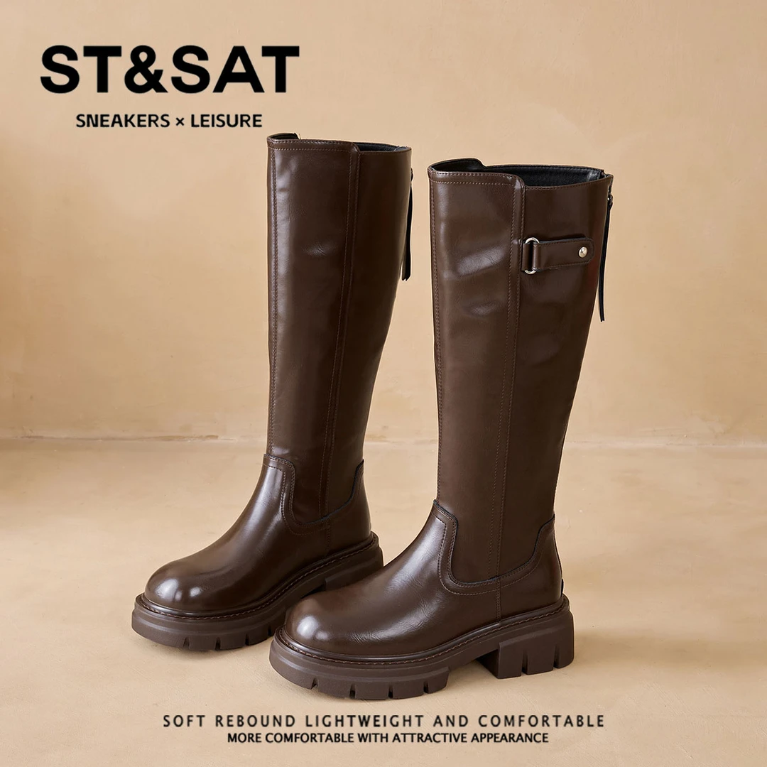 星期六显瘦不压身高高筒靴搭短裙超显腿长女士2025秋冬新款时装靴