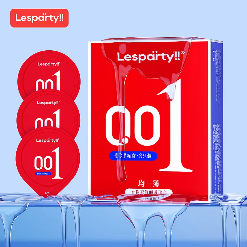 Lesparty!!001水性聚氨酯超薄避孕套男用持久透薄水润安全套