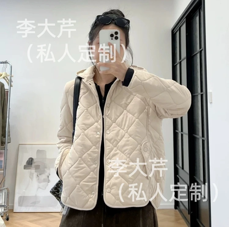 连帽棱格棉衣外套  宽松显瘦小众设计感保暖通勤简约休闲日常轻薄