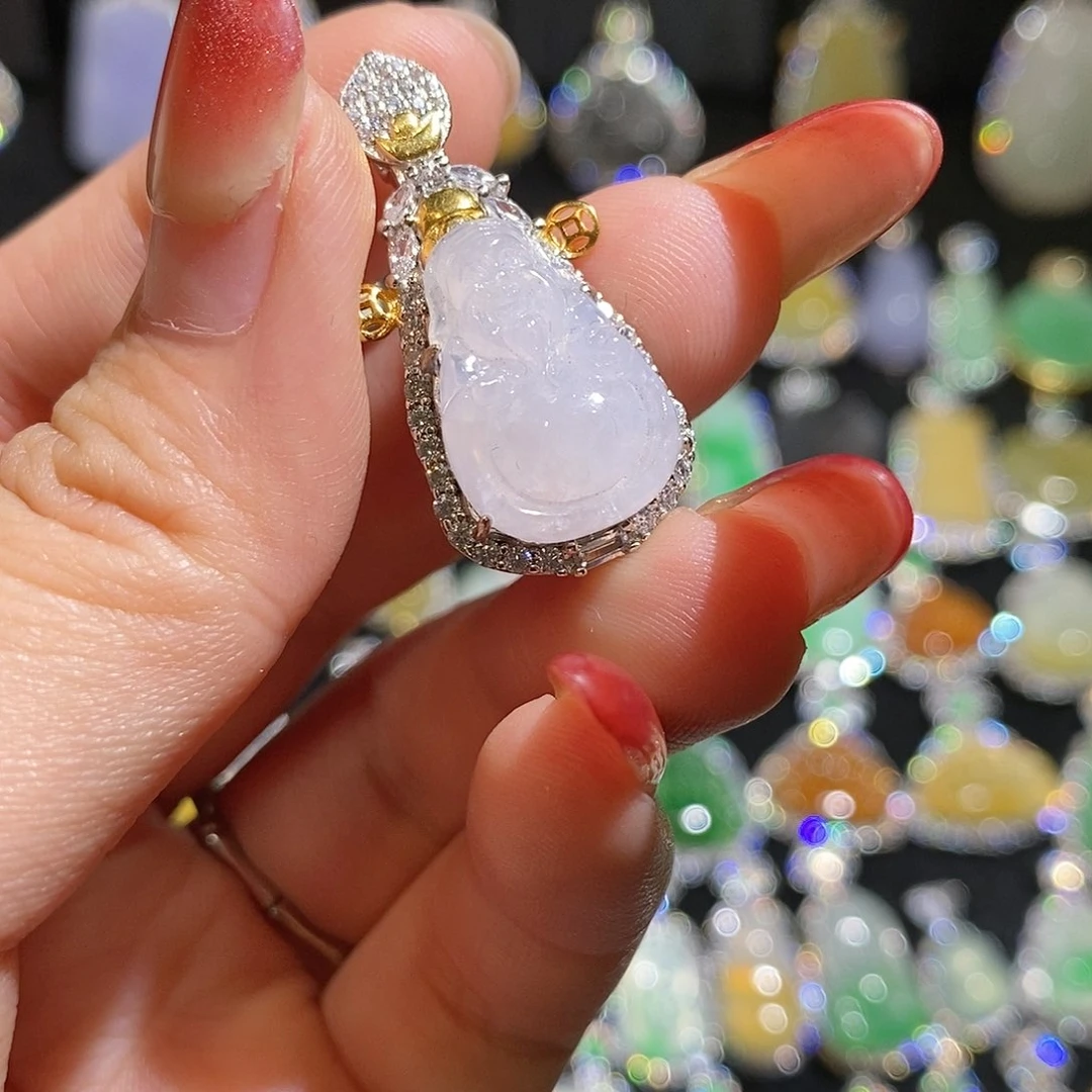 翡翠银S925镶嵌颈饰天然翡翠