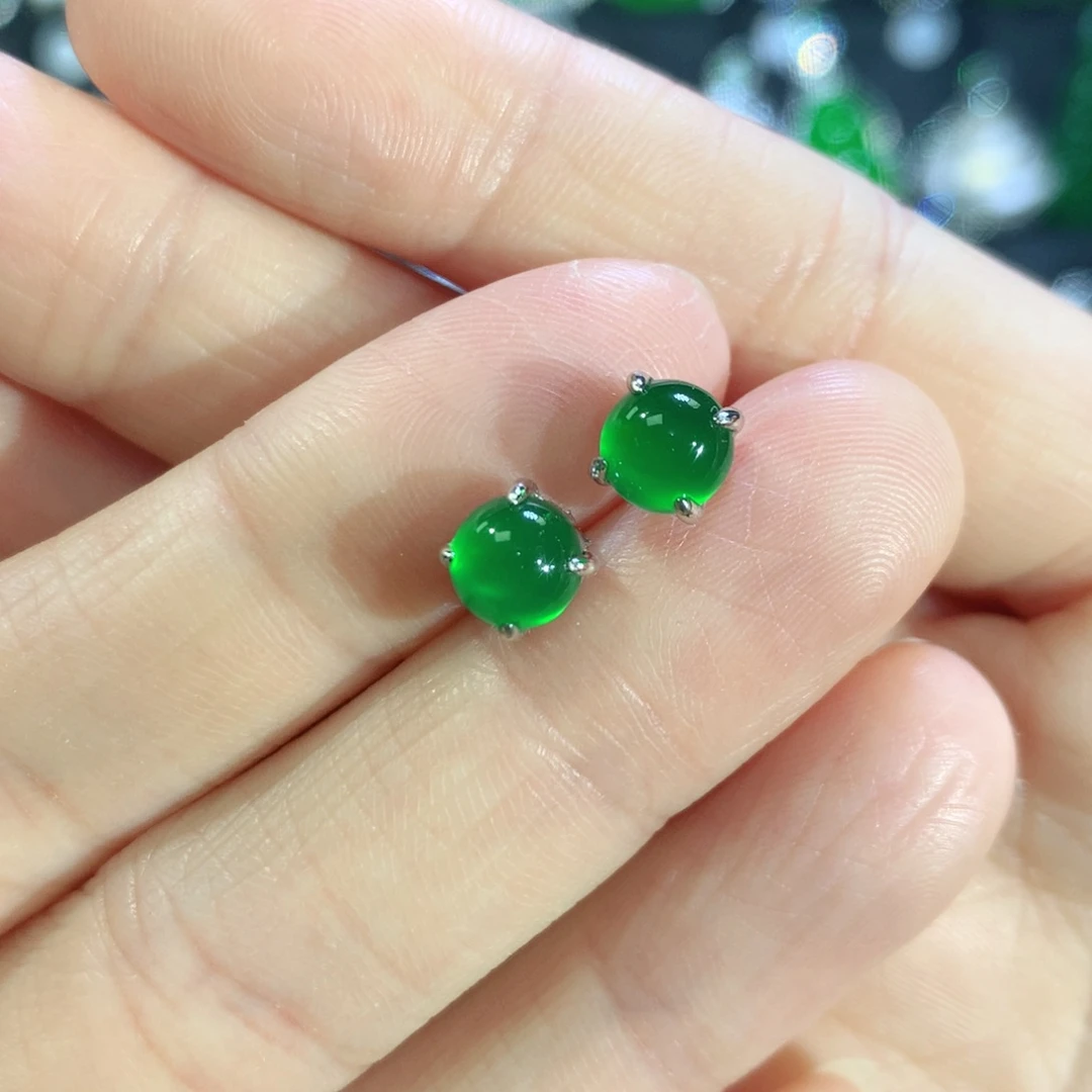 玛瑙/玉髓银S925镶嵌耳钉