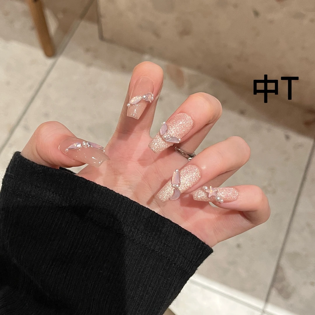 【公主殿下】粉色猫眼贴钻爆闪猫眼气质显白高级感ins穿戴甲