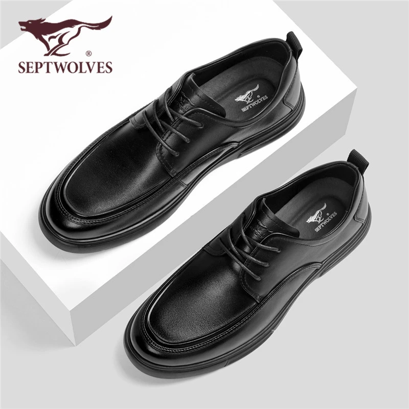 七匹狼正品男鞋2025新款真皮时尚休闲皮鞋商务正装增高百搭德比鞋