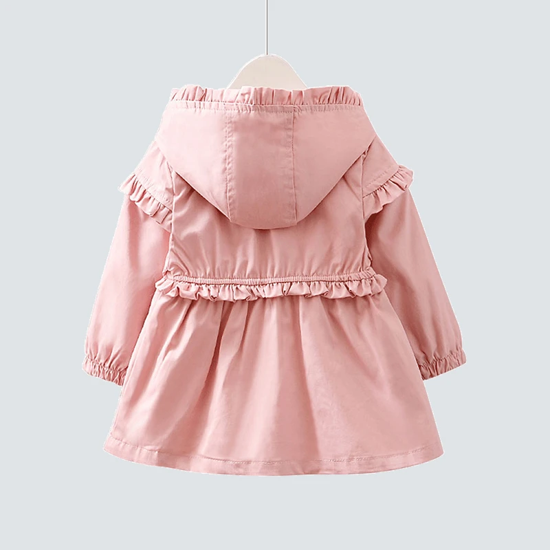 女童秋装外套2025新款儿童中长款连帽韩版风衣女宝宝纯棉公主上衣