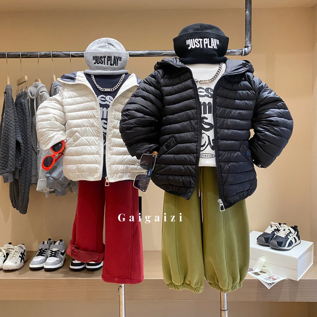 【零压力】秋冬新款韩国童装轻薄款休闲外套保暖百搭连帽棉衣棉服