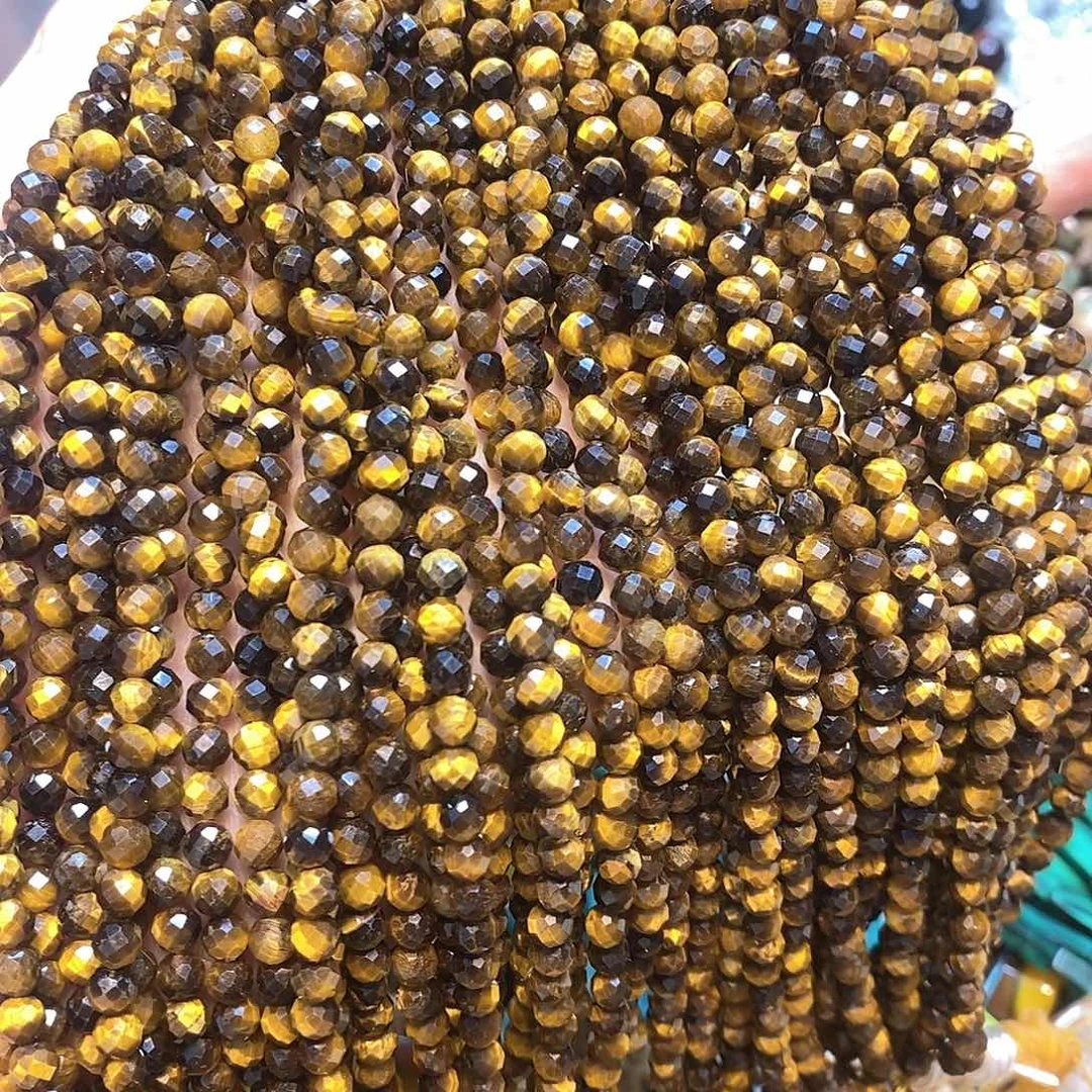 玛瑙/玉髓未镶嵌珠宝半成品黄虎眼4.5mm一条
