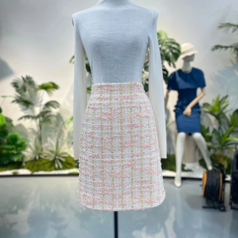 剀剀莉 早春新款（时光之恋）粉色保暖精致优雅显白显瘦半身裙