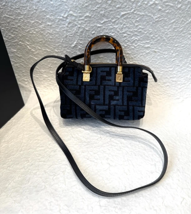 95新 FENDI/芬迪 Fendi芬迪 by The Way mimi蓝色手提单肩包