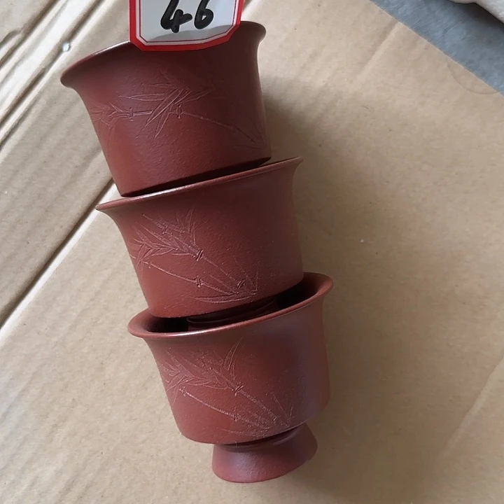 随***。茶杯紫砂宜兴紫砂主人杯三只