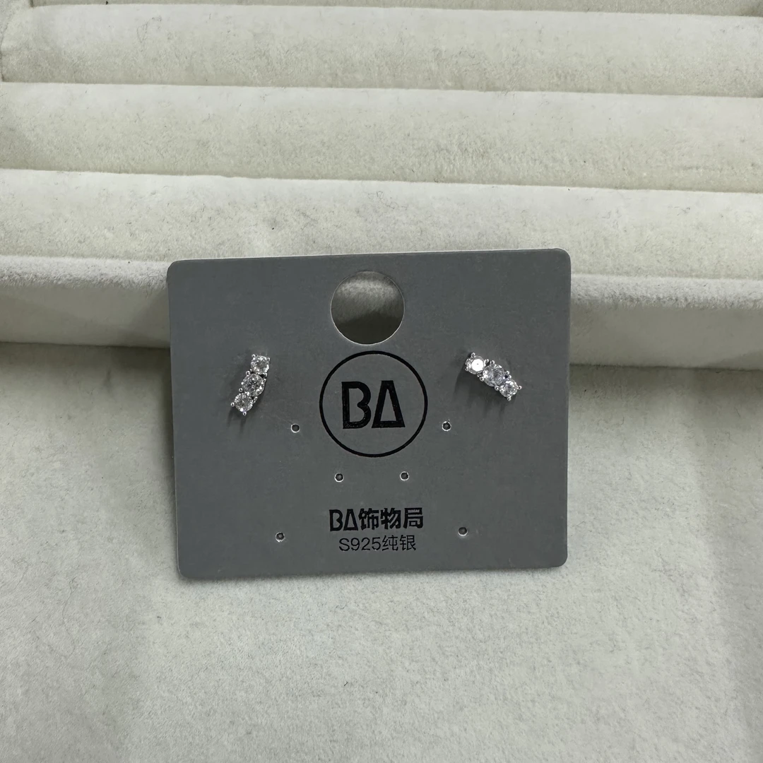 925银合成锆石耳饰 时尚简约百搭耳钉 3229