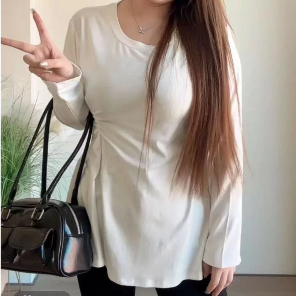 小酥肉推荐大码辣妹正肩掐腰女秋冬百搭显瘦纯欲风上衣705