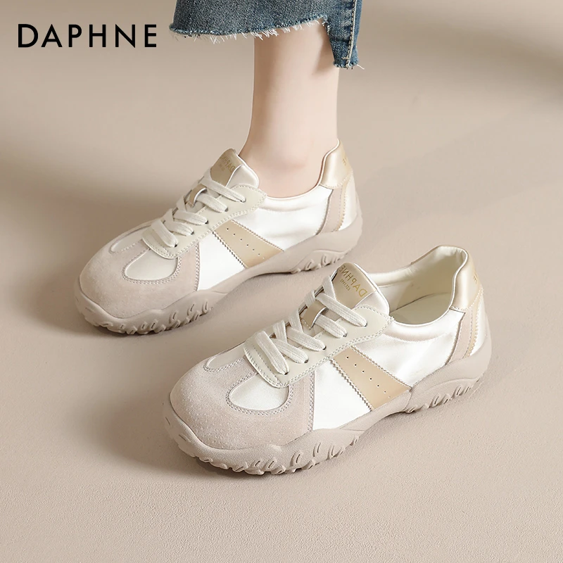 达芙妮德训鞋女2025新款秋季厚底配阔腿裤百搭防滑软底时尚阿甘鞋