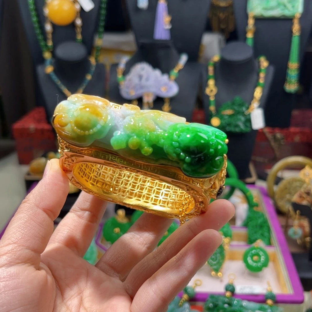 【闪购商品】翡翠手镯银S925镀金镶嵌 福利