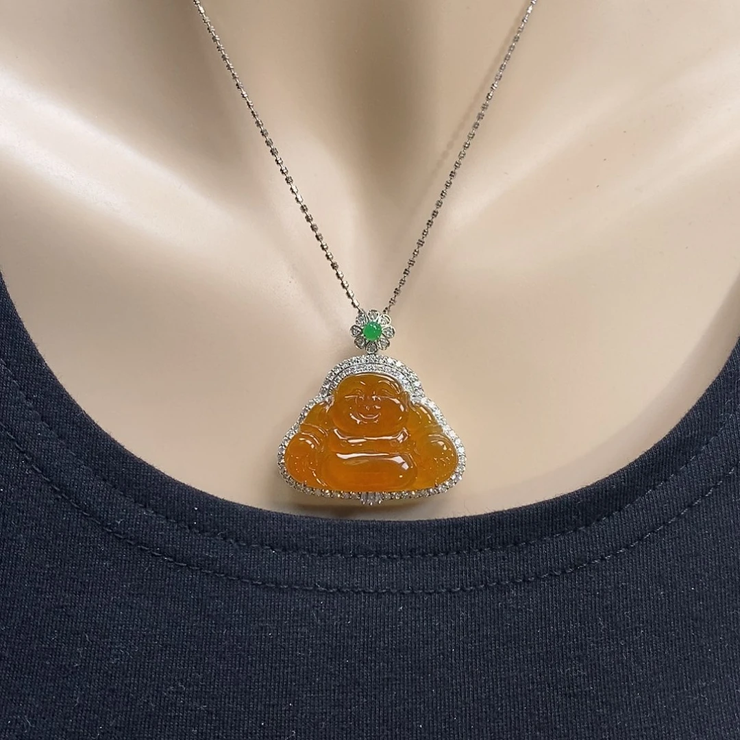 翡翠18K金镶嵌吊坠(赠链)