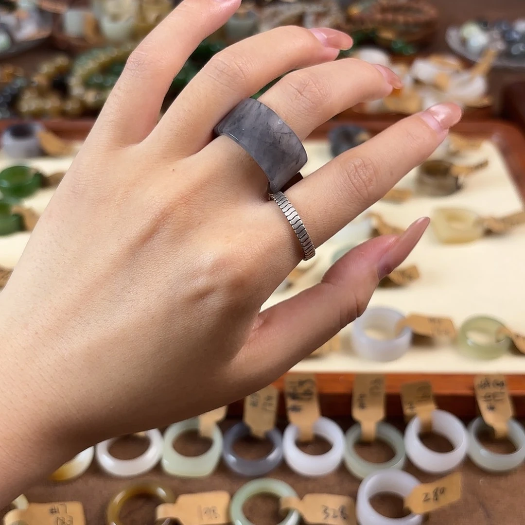 和田玉戒指未镶嵌内径17.8