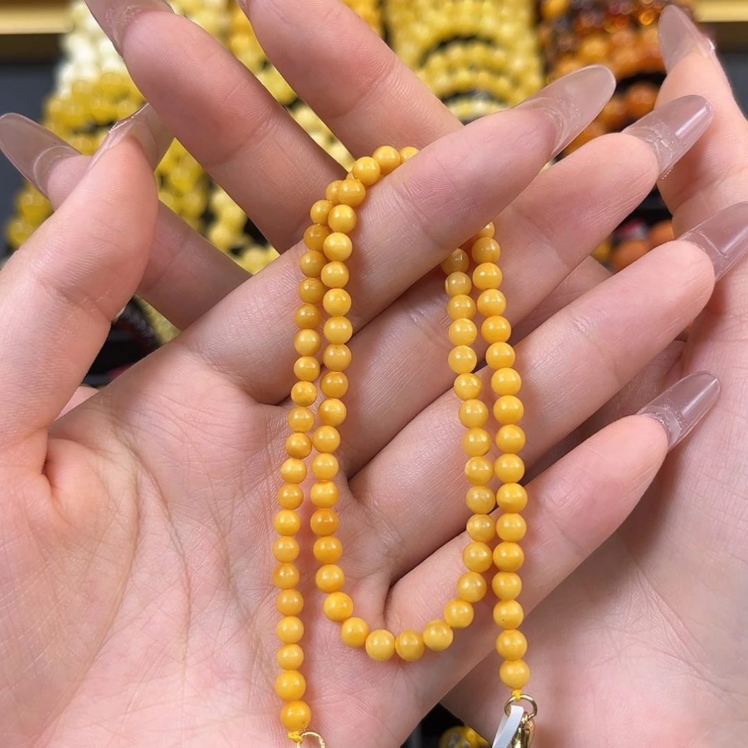 未镶嵌琥珀裸石帝王黄女神链孤品