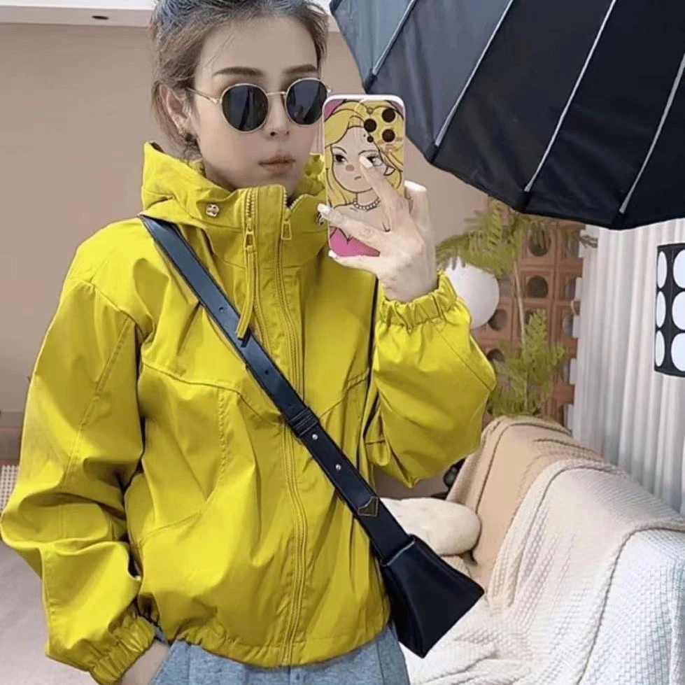 连帽外套女2025秋季新款双拉链休闲宽松大码夹克百搭上衣女