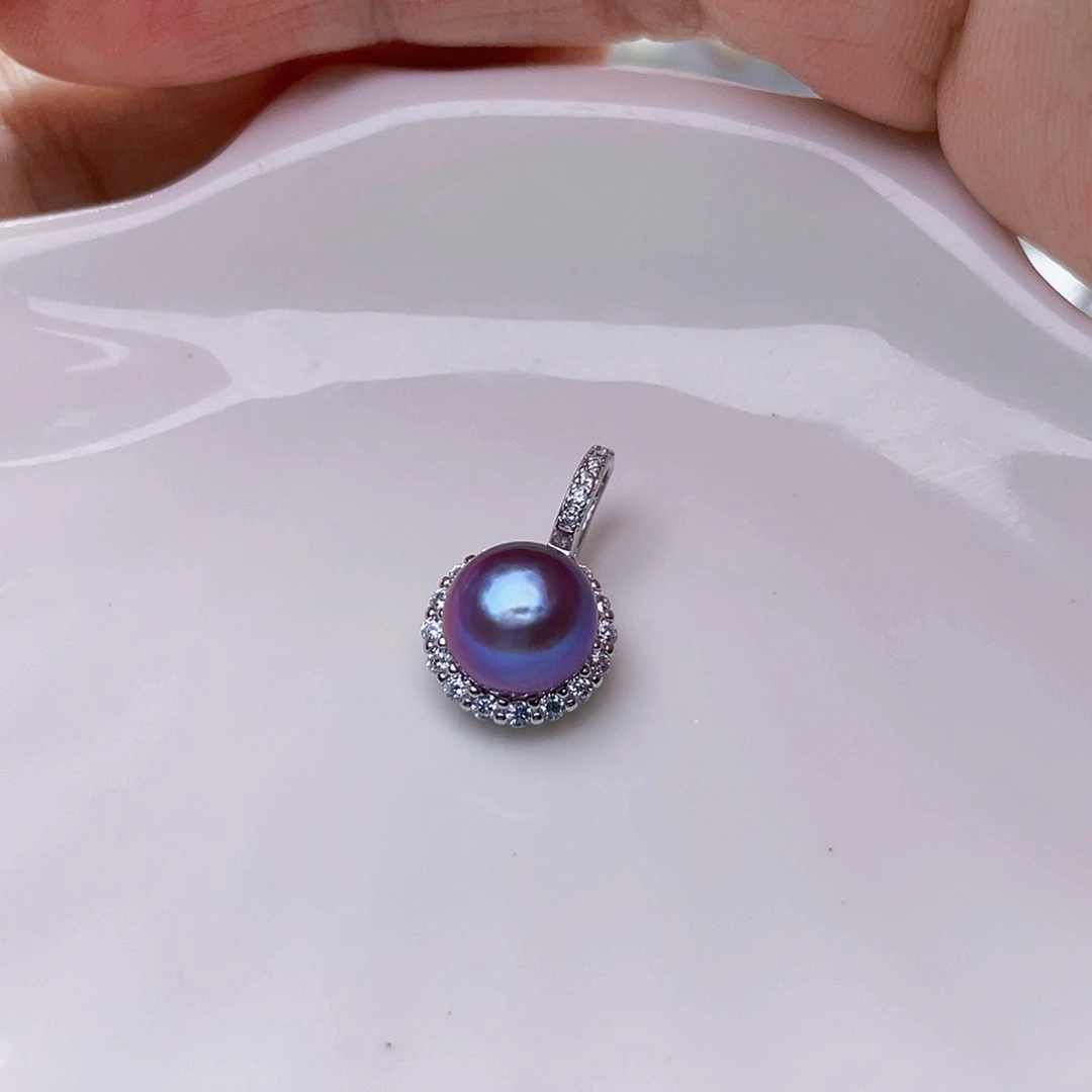 淡水珍珠吊坠(不含链)银S925镶嵌