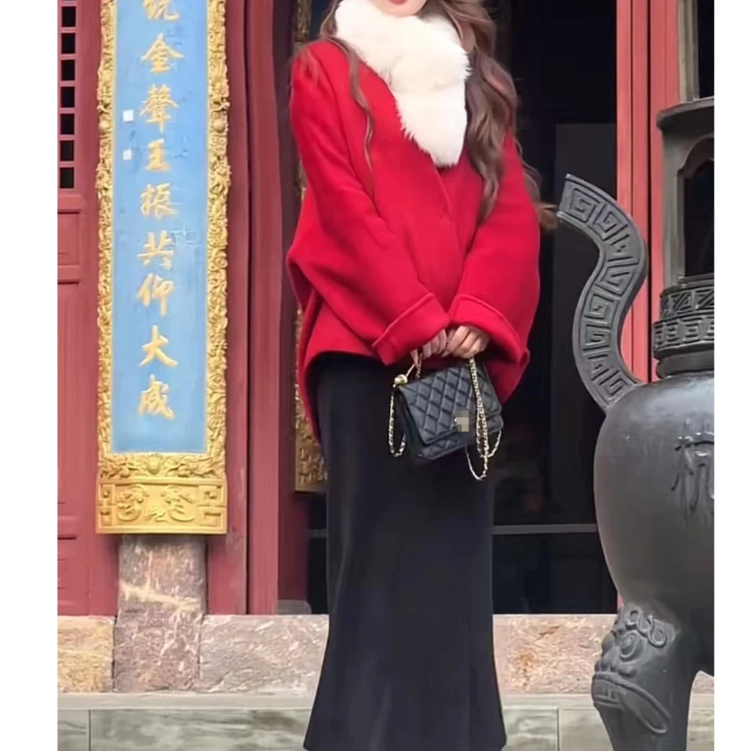 冬季时尚保暖外套休闲纯色毛领简约短款