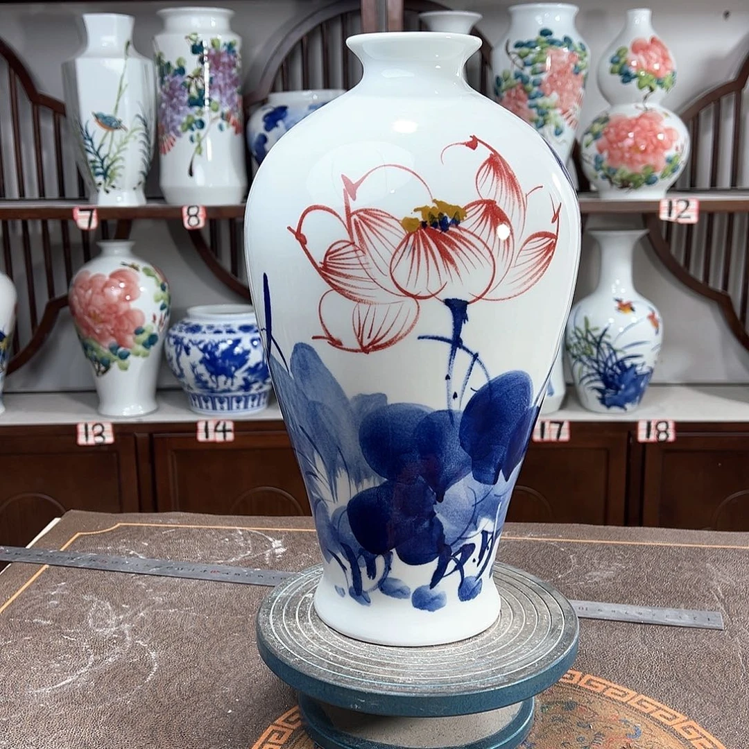 摆件景德镇陶瓷梅荷花