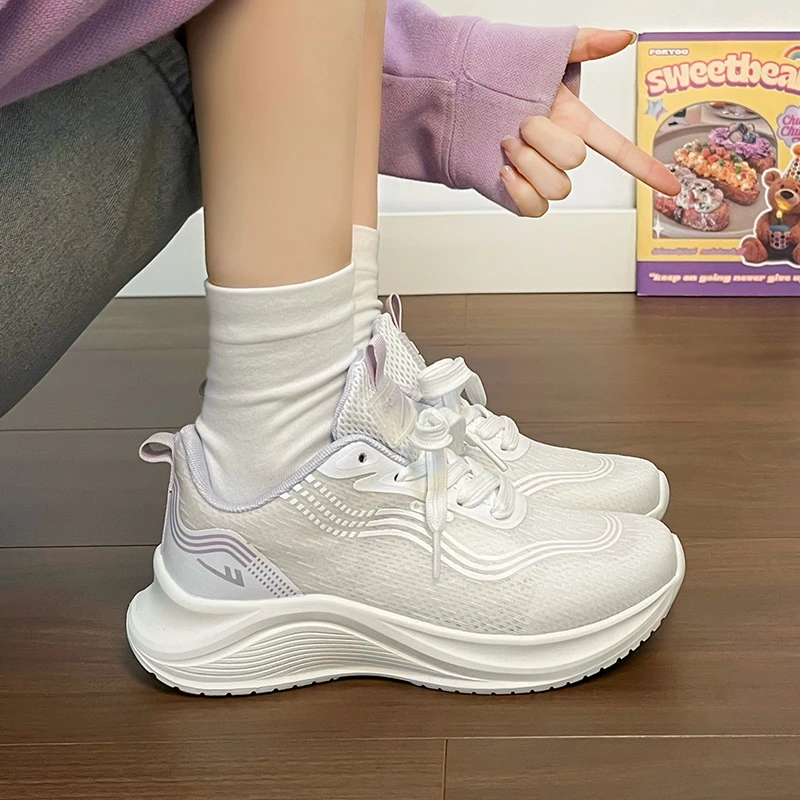 回力飞织休闲运动轻便厚底跑步鞋子女学生小众春季新款网面百搭