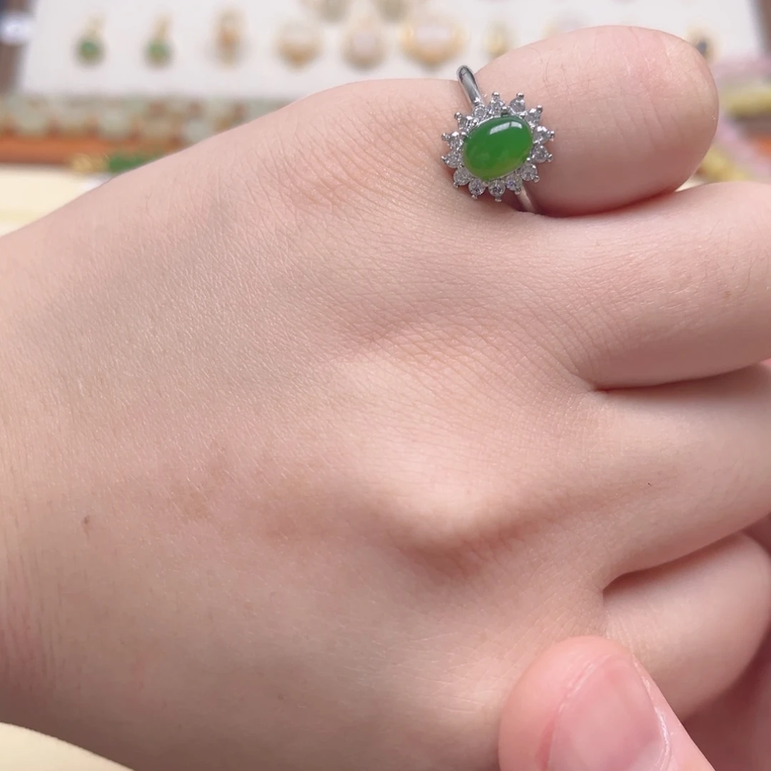 和田玉戒指银S925镶嵌