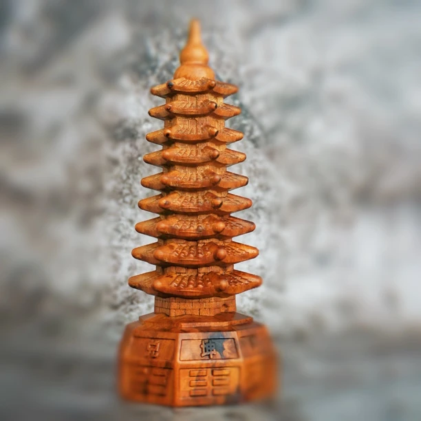 雷枣木精雕九层文昌塔（总高度18.5cm）