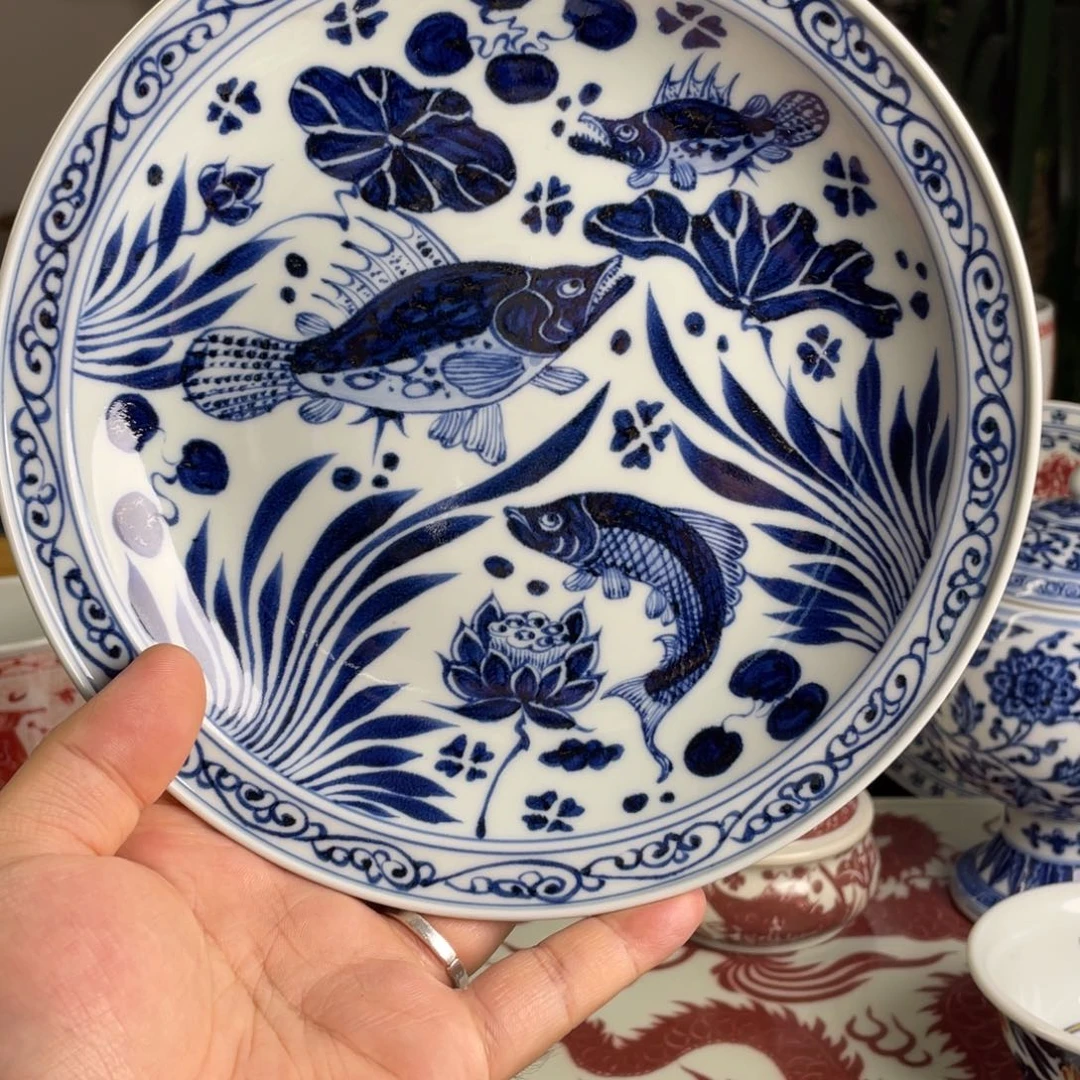 元青花鱼藻纹壶承