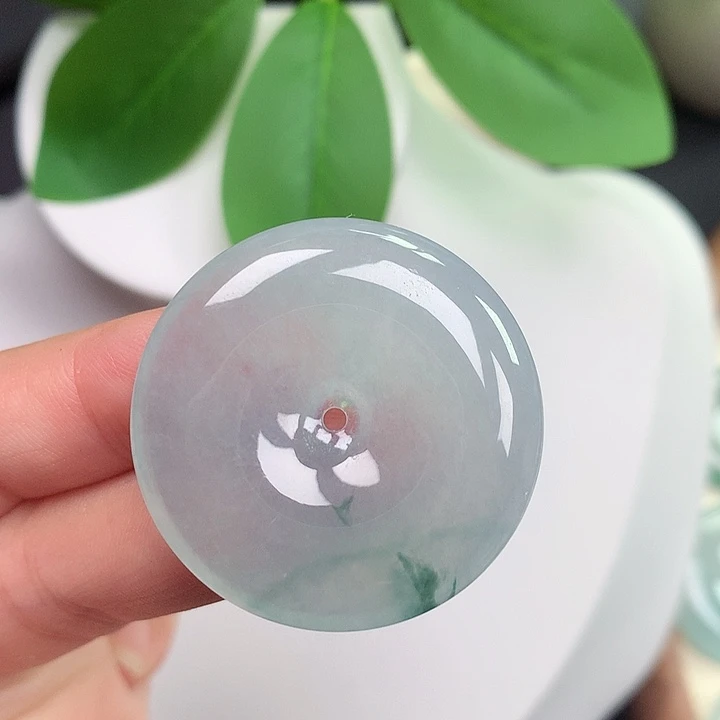 颈饰未镶嵌翡翠平安扣 33.5x6.2mm