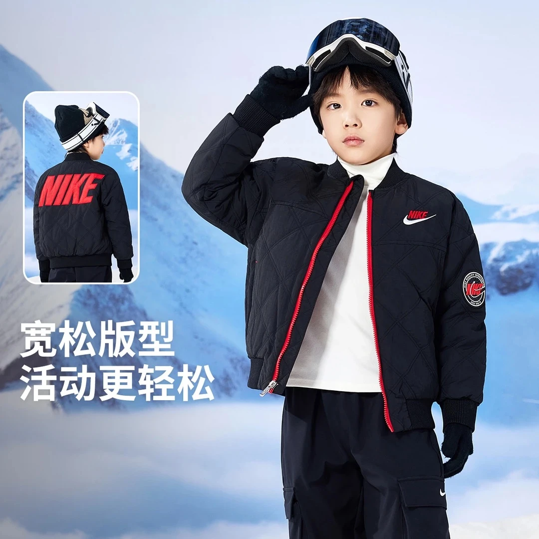 Nike耐克小孩加绒童装男女童冬季保暖加厚防风中大童羽绒服J729