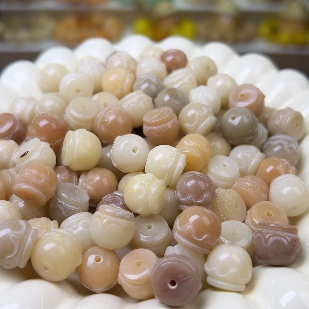 菩提根/象牙果手串微瑕12多宝蜂蜜罐40颗