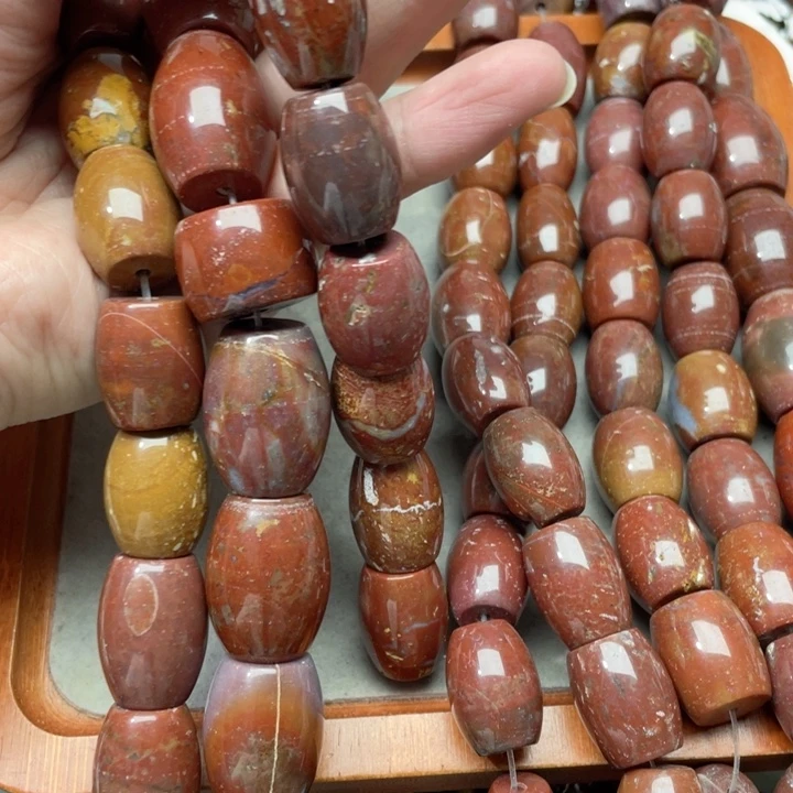 玛瑙/玉髓合金珠宝半成品6个16-20mm战国红桶珠