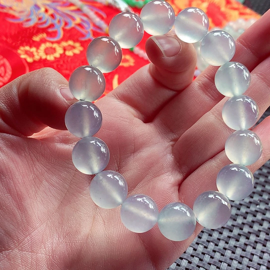 翡翠未镶嵌手链天空蓝