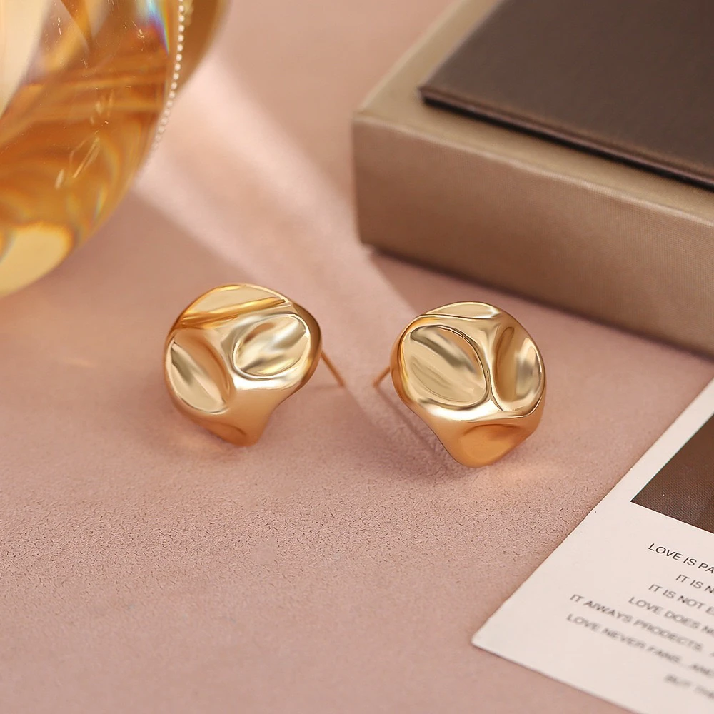 铜合金耳饰 铜合金不规则圆球耳钉 轻奢高级感小众百搭耳饰