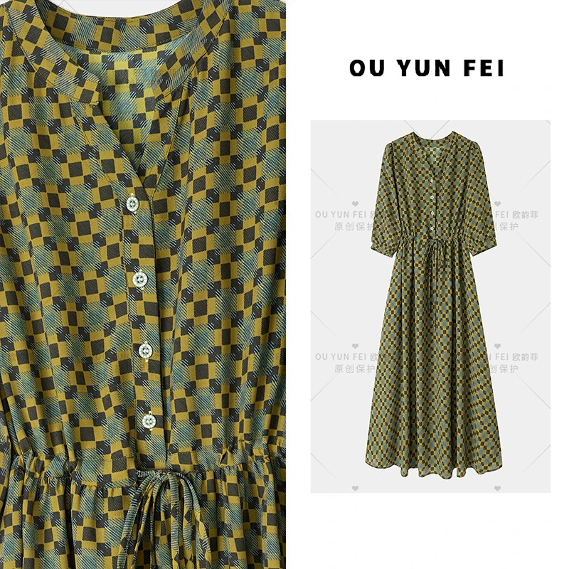 高级感连衣裙女新款夏季显瘦穿搭时尚洋气印花长裙HY2066