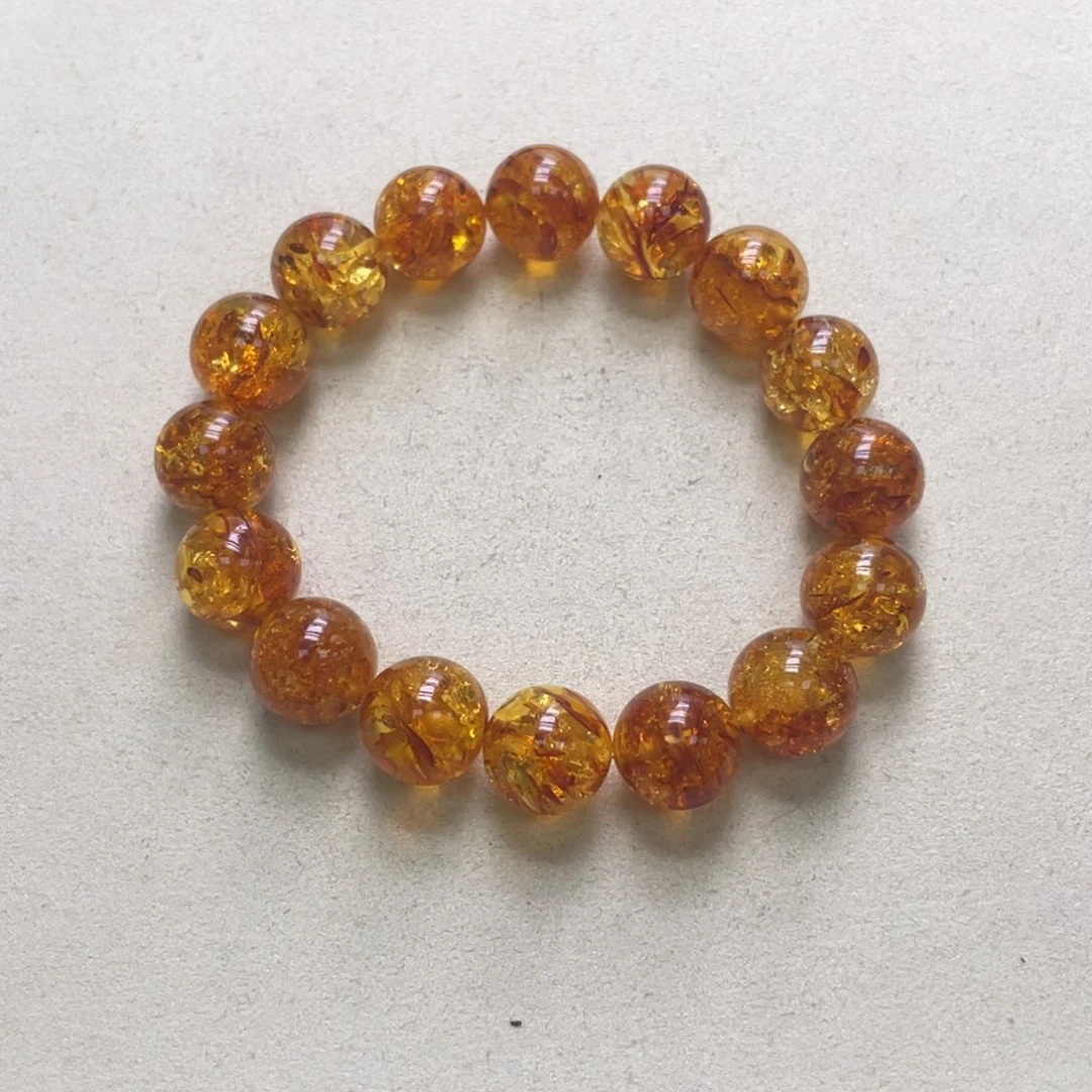 琥珀未镶嵌裸石天然琥珀花珀手串13mm