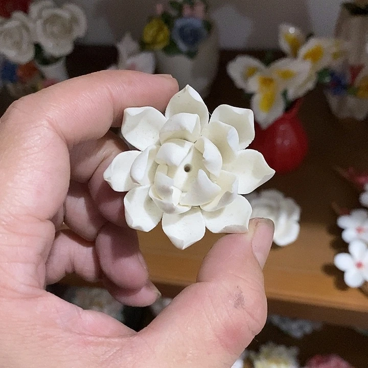 瓷片纯手工陶瓷花摆件瑕