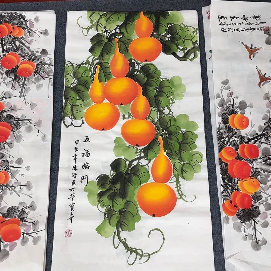 国画尺寸50X100手绘作品