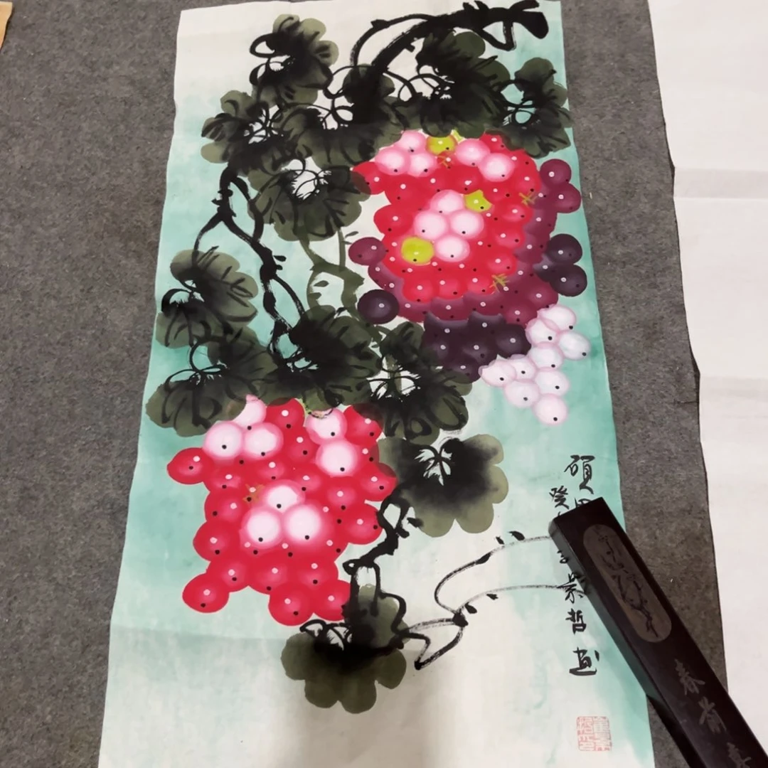 国画书法艺术作品多次绘画