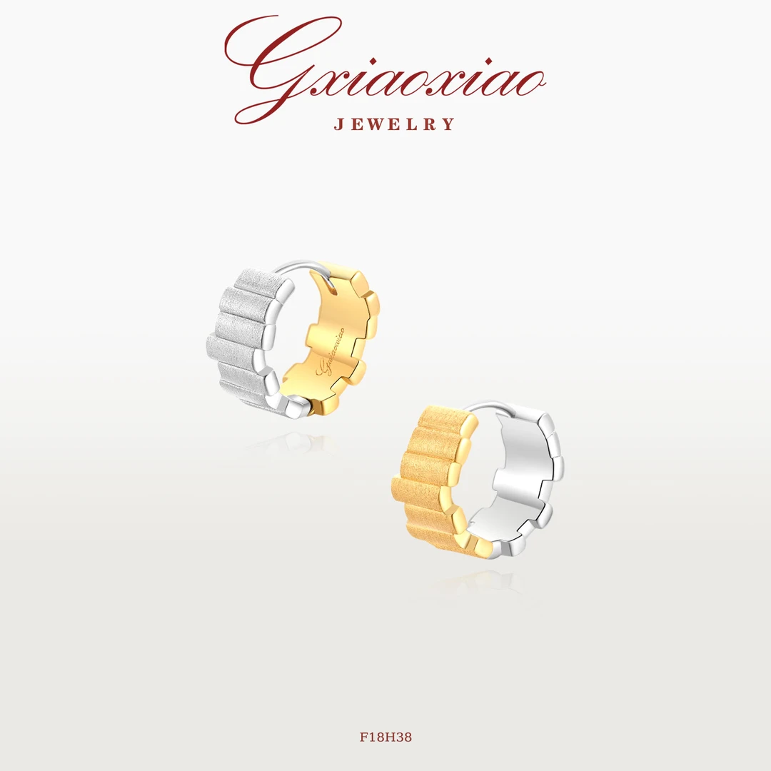 G XIAOXIAO 镀K金 法式轻奢高级百搭不规则双色风琴耳环 F18H38