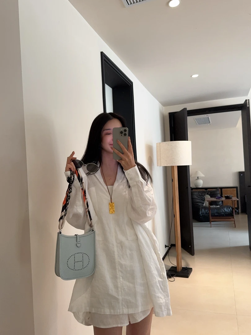 ［IAMMEIYA］-大骨架穿搭 100%亚麻双兜衬衫25037